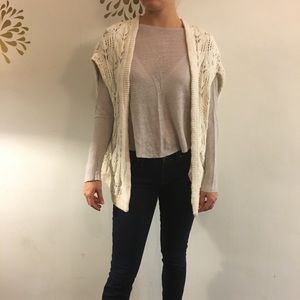 Free people cream knit vest cardigan